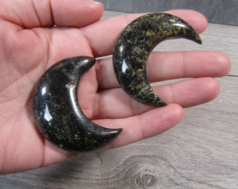 Crescent Shaped Moon Brecciated Black Jasper Gemstone 2 inch +/- Crystal