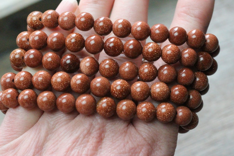 Goldstone 8 mm Round Stretchy String Bracelet b13