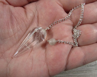 Clear Quartz Faceted Pendulum J195