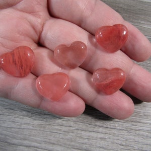 Cherry Quartz Small 17 mm Heart Stone with Flat Back K257 image 3