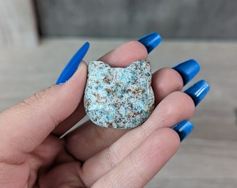 Mosaic Amazonite Cat Face 1 inch + F226