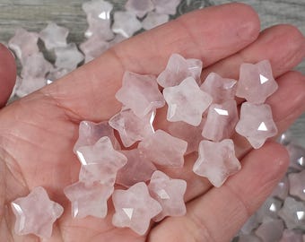 Rose Quartz Star Crystal Faceted Bead approx. 13 x 14 x 6.5 mm F252