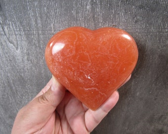 Orange Calcite 3 inch + Heart K375