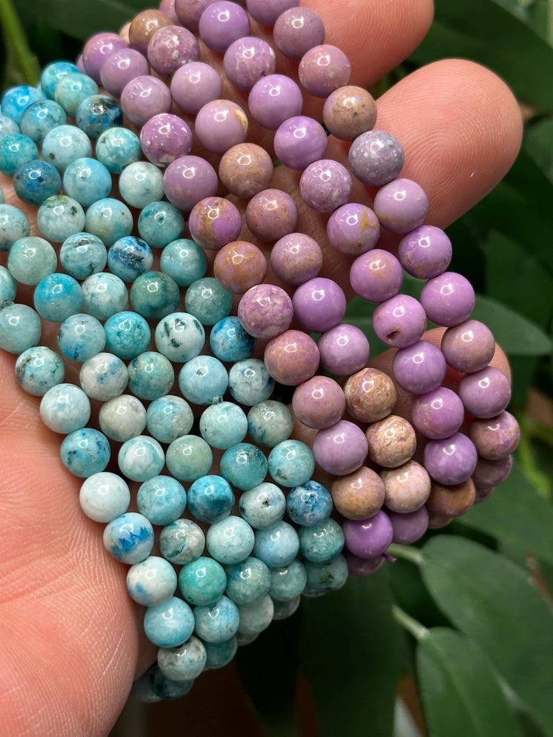 6 - 6.5 mm Round Crystal Gemstone Bead Bracelets // About 7” Round image 12