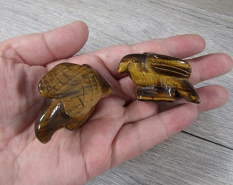 Tiger Eye Stone 1.5 inch plus Eagle Figurine Fig204