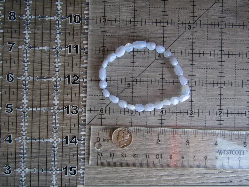 Blue Lace Agate Stretchy String Oval Bracelet G33 image 10