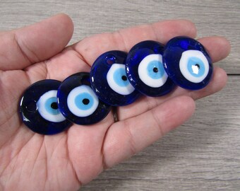 Round Glass Evil Eye Focal Bead 1 inch + J166