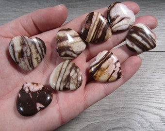 Brown Zebra Stone 25 mm Flat Heart