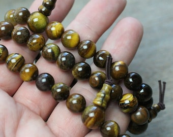 Tiger's Eye 8 mm Power Mala Bracelet 422