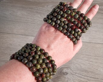 Dragon Bloodstone Bracelet Round Stretchy String 8 mm Crystals