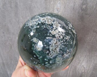 Moss Agate Sphere 1 Lb 12.4 ounces 83 mm #6760 cc