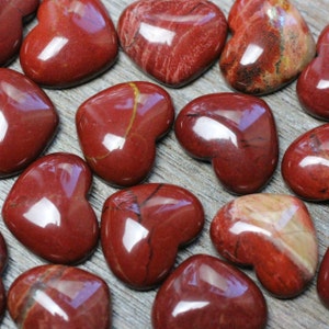 Red Jasper 17 mm Heart Stone with Flat Back K263 image 3