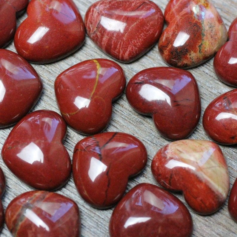 Red Jasper 17 mm Heart Stone with Flat Back K263 image 3