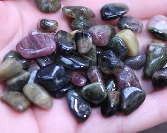 Multi Tourmaline Tumbled Stone 0.5 inch + Crystal