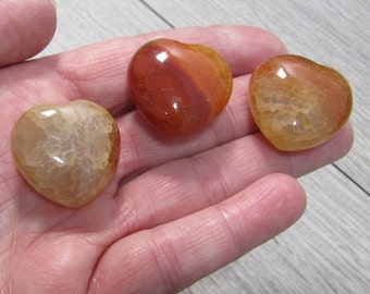 Fire Agate Stone Heart Puffy 25 mm Crystal