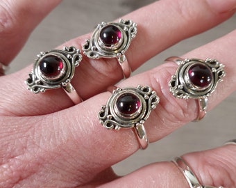 Garnet Ring Sterling Silver 925 Bold Victorian