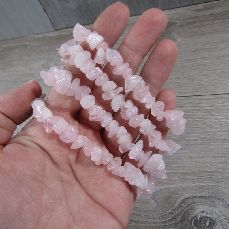 Rose Quartz Chip Stretchy String Bracelet G147 image 8