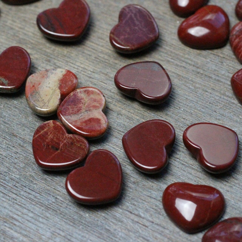 Red Jasper 17 mm Heart Stone with Flat Back K263 image 5