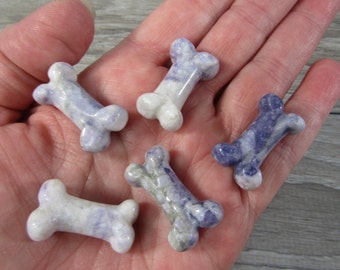 Peace Jade Purple and White Crystal 1 inch Dog Bone F158