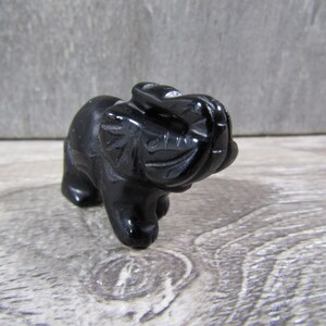 Obsidian Elephant 1 inch Figurine Shaped Stone image 7