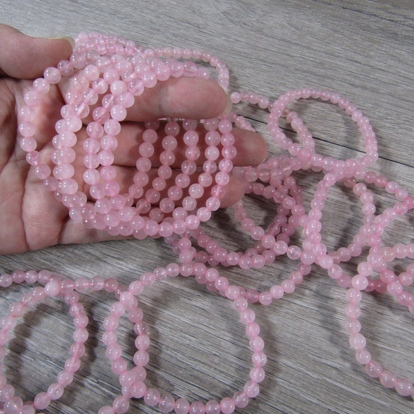 Rose Quartz 6 mm Round Stretchy String Bracelet G188