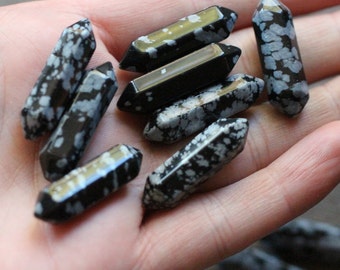 Snowflake Obsidian Double Terminated Carved Point J77