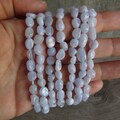 Blue Lace Agate Stretchy String Oval Bracelet 027
