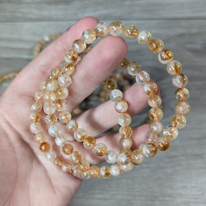 Citrine Stretchy String 6 mm Crystal Bracelet G3