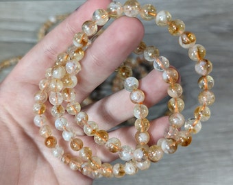 Citrine Stretchy String 6 mm Crystal Bracelet G3