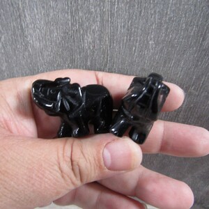 Obsidian Elephant 1 inch Figurine Shaped Stone image 6