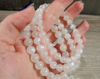 Rainbow Moonstone 8 mm Round Stretchy String Bracelet 044