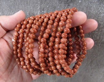 Goldstone Round Stretchy String Bracelet 6 mm G245