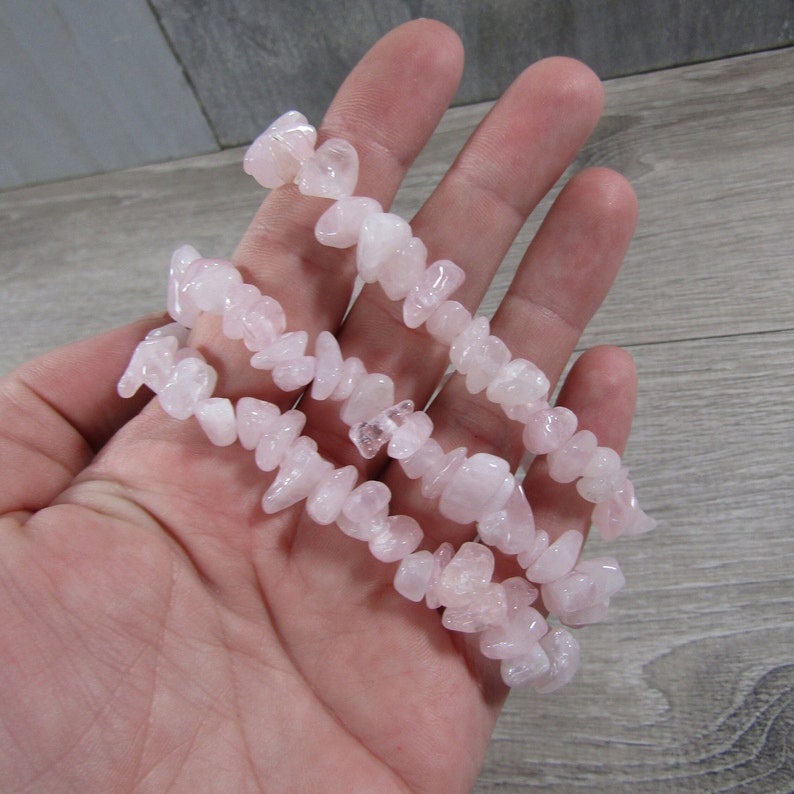 Rose Quartz Chip Stretchy String Bracelet G147 image 6