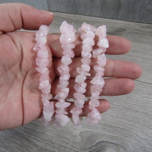 Rose Quartz Chip Stretchy String Bracelet G147 image 5