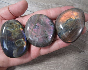 Labradorite Sunshine Aura Palm About 2 inch Stone F424