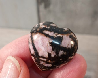 Rhodonite Stone Puffy 25 mm Heart K6