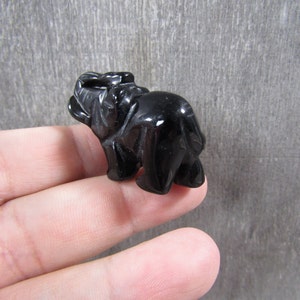 Obsidian Elephant 1 inch Figurine Shaped Stone image 2