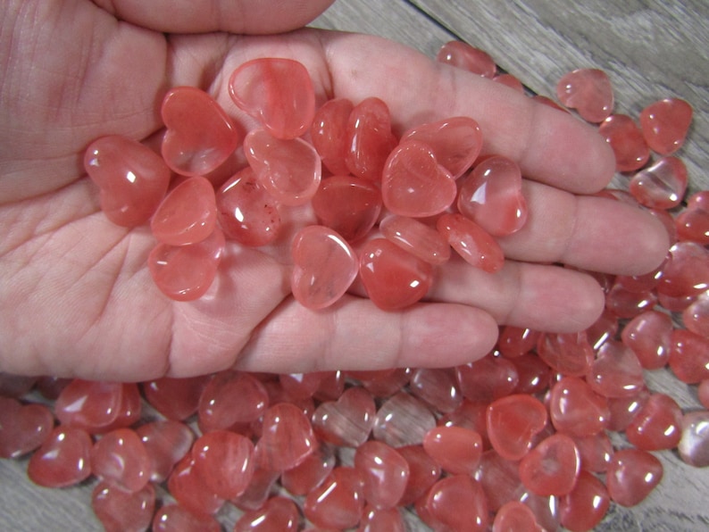 Cherry Quartz Small 17 mm Heart Stone with Flat Back K257 image 8