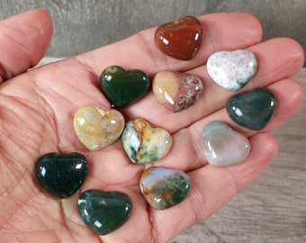 Moss Agate Stone 17 mm Heart with Flat Back