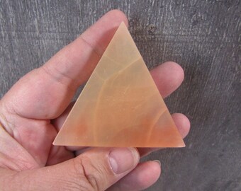 Orange Selenite Triangle Grid Charging Plate Flat 2.5 inch Crystal