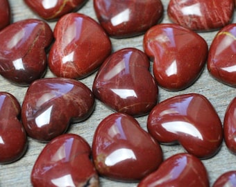 Red Jasper 17 mm Heart Stone with Flat Back  K263