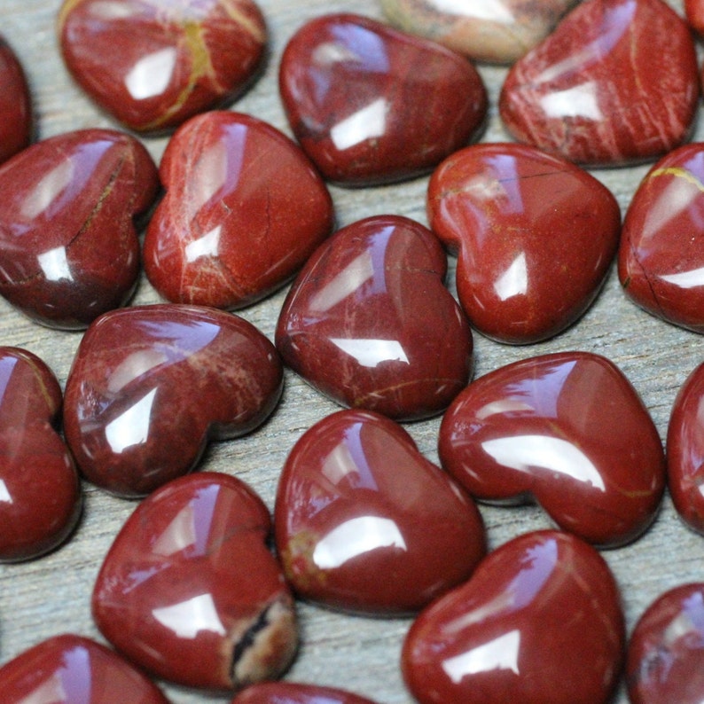 Red Jasper 17 mm Heart Stone with Flat Back K263 image 1