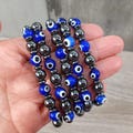 Evil Eye Hematite 8mm Stretchy Bracelet 133