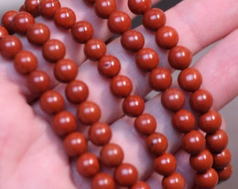 Red Jasper 6 mm Round Stretchy String Bracelet G118