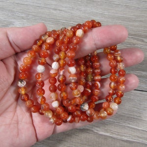 Carnelian Banded 6 mm Round Stretchy String Bracelet G285 image 6