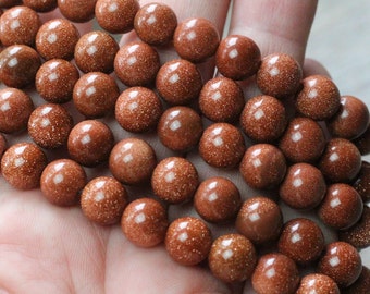 Goldstone 7 to 8 mm Round Stretchy String Bracelet 406