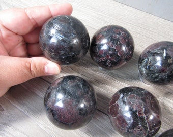 Astrophyllite w Garnet 2.25 inch + Sphere S108