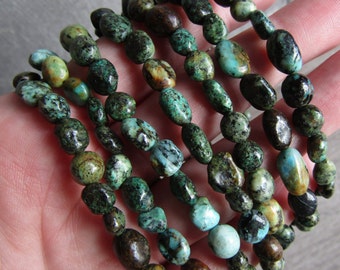 Turquoise Bracelet Stretchy String Oval Crystals