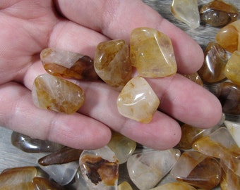 Golden Healer Hematoid Quartz Tumbled Stone 0.5 inch + Crystal