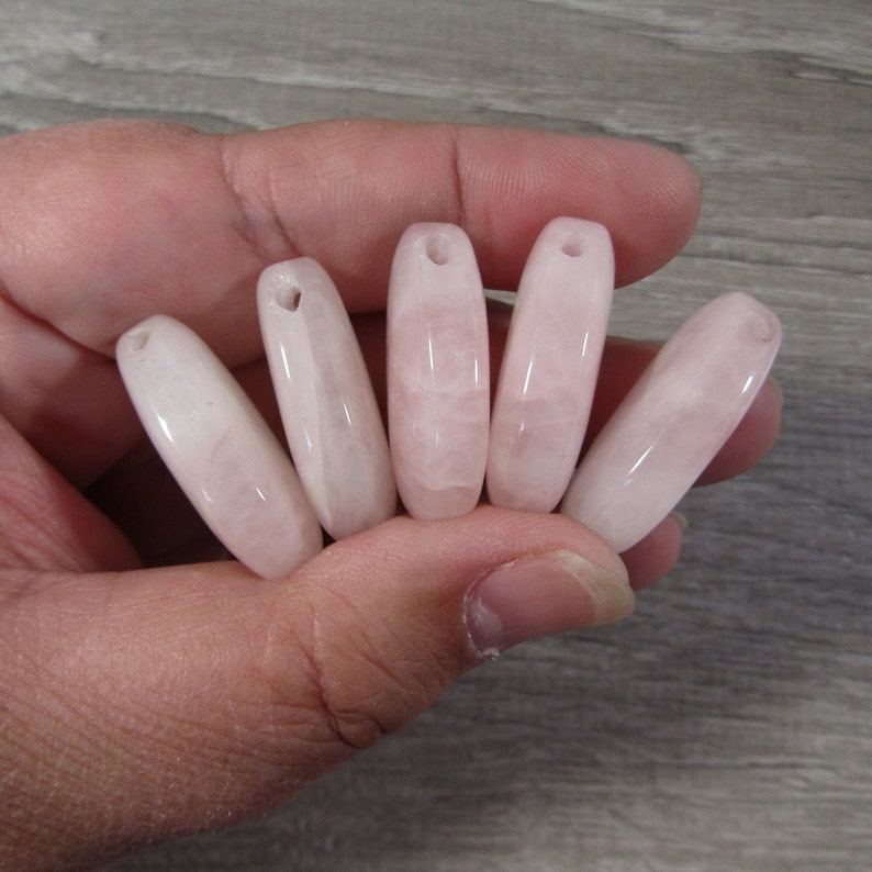 Rose Quartz Bead Drop Shapes with a Large Hole image 5